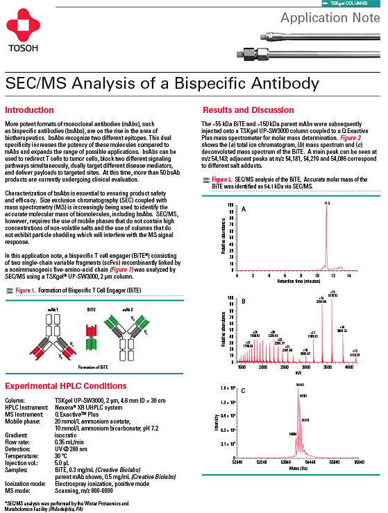 Tosoh Application Note: SEC/MS Analysis of a Bispecific Antibody