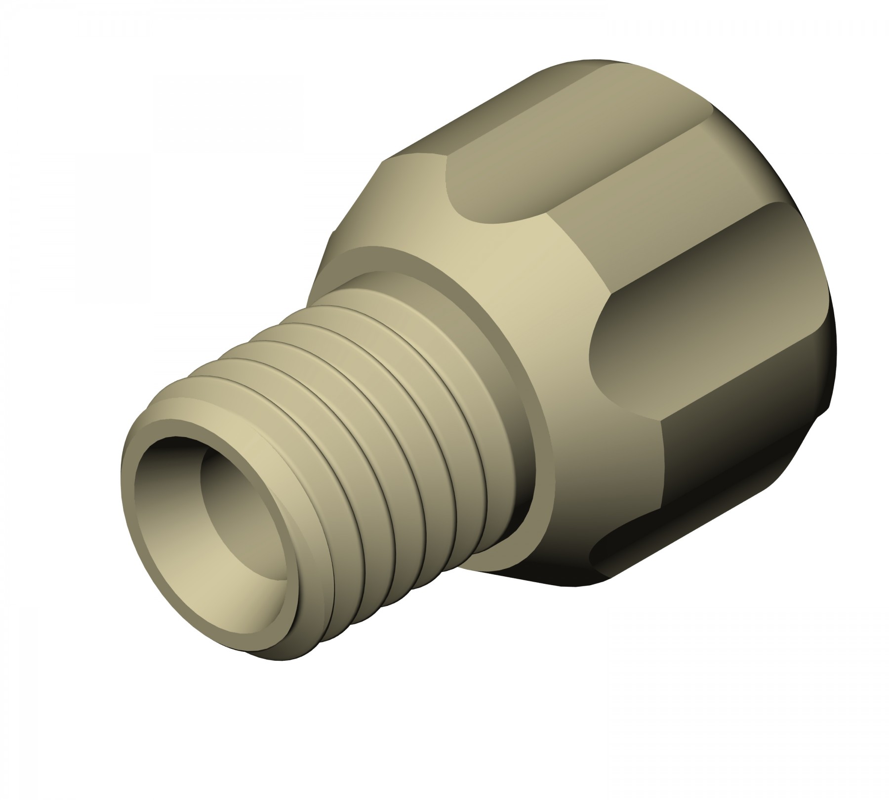 Inverted Cone Fitting Nut, 2.0-1/8" OD Tubing, 1/4"-28 Flat Bottom, PEEKâ¢, Natural