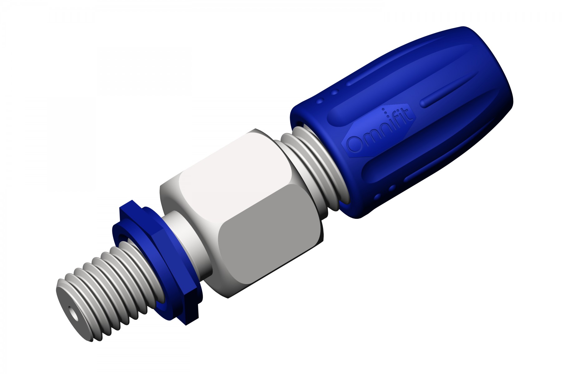 Adapters & Connectors: Adaptor, 1/4"-28 (Male) to Omnifit Cap (variable bore)