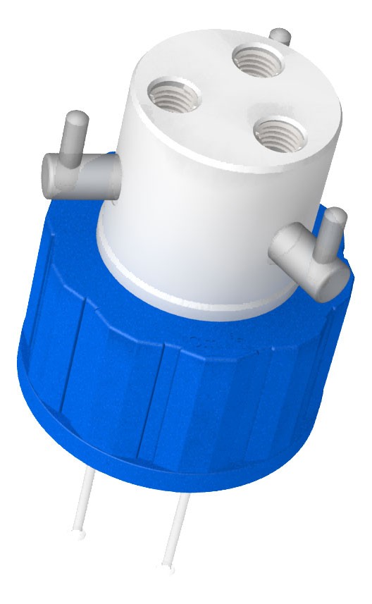 Diba Labware: Q-SERIES CAP, 38-430, 3 PORTS + VALVES, PLASTIC BOTTLE