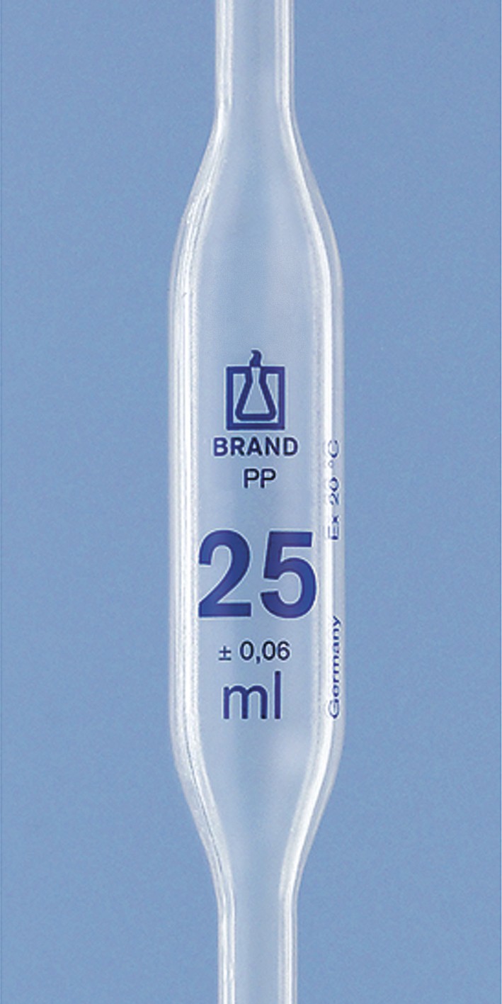 Brand: Bulb pipette, PP 25 ml, one-mark