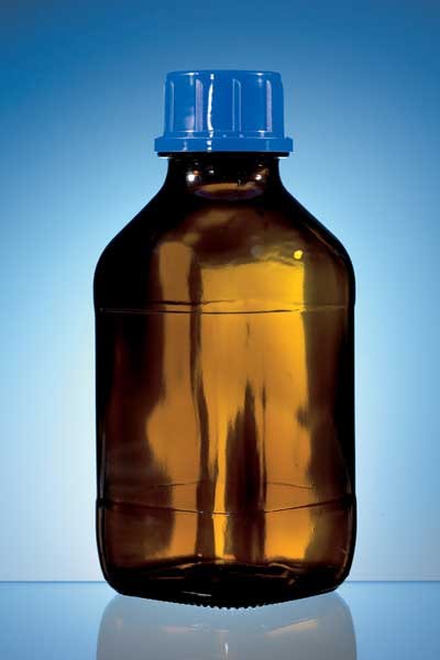 Brand: Dispensers / Burettes: Threaded bottle, Amber, Acrylate coated, 500 ml, thread 32, with screw cap, PP