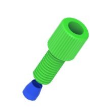 KX VaporSafe: TUBING CONNECTION, 1/16" OD tubing x 1/4"-28, Green Polypropylene fitting, Blue Tefzel ferrule, PK/10