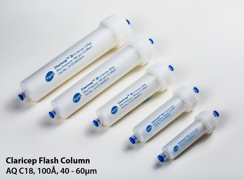 Agela: Claricep Flash Column, AQ C18, 100Ã, 40 - 60Âµm, 120g