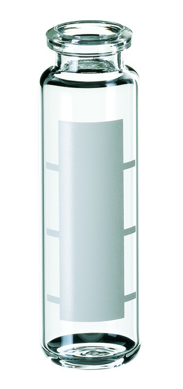 20ml Headspace-Vial, 75.5 x 23mm, clear glass, 1st hydrolytic class, with label and filling lines