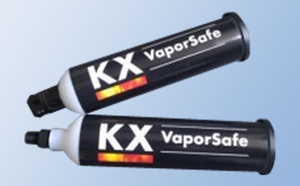 KX VaporSafe EXHAUST FILTER, medium, 90cc activated carbon with silica dessicant,  1/4" NPT female port, with Indicator, PK/5