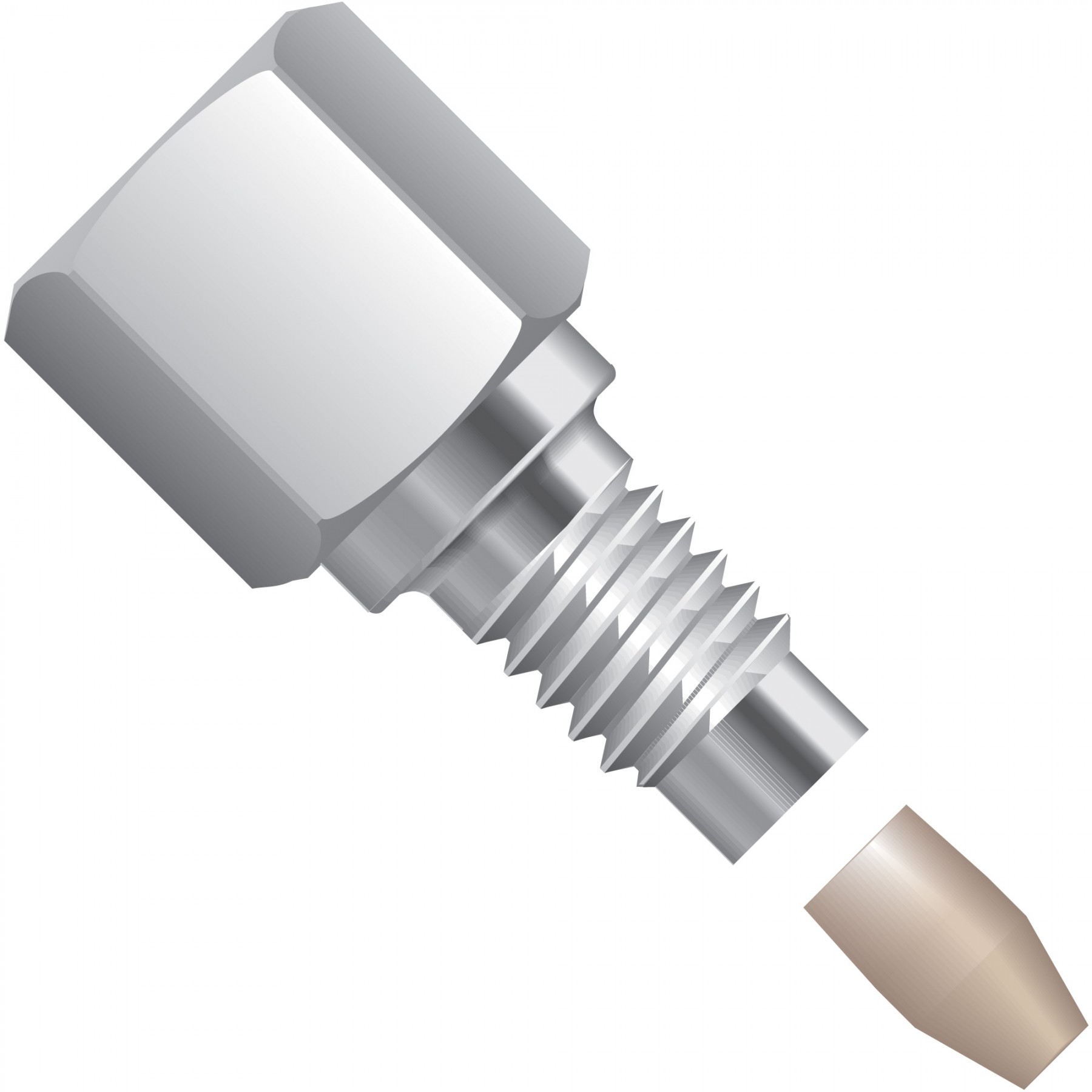 Fitting, for 1/16" OD Tubing, 10-32 Coned, SST/PEEK, Natural/Natural