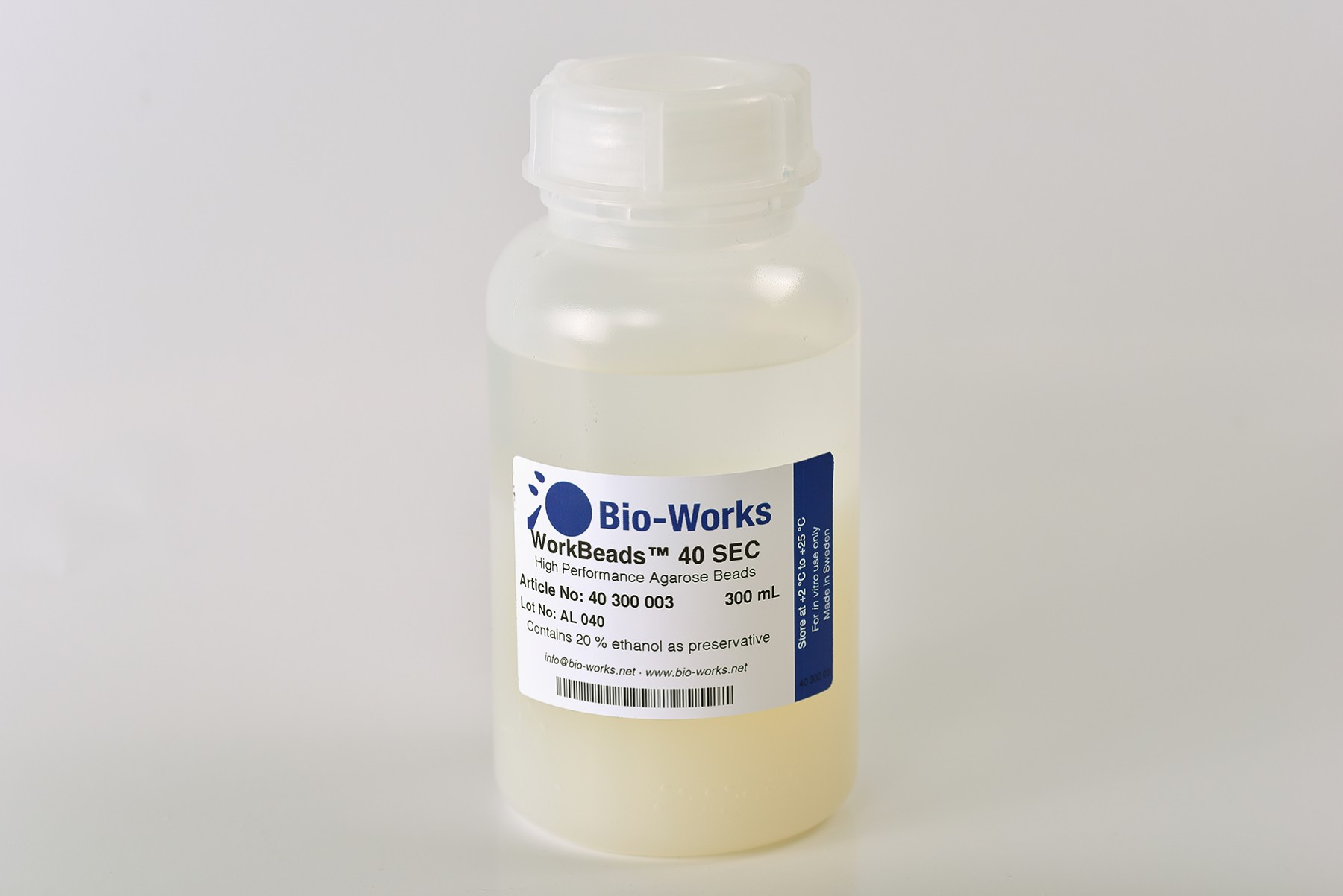 Bio-Works: Size Exclusion Media WorkBeads 40 SEC Bulk-Media 300ml