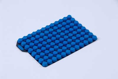 Micronic Pierceable TPE Capcluster Blue for capping 96 individual tubes