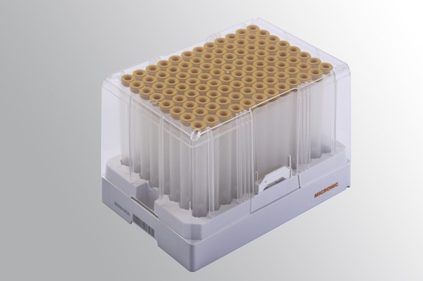Micronic Roborack-96 White, Laser etched (including extra high cover) for 2.50ml tubes (Barcoded A1-H1-side)
