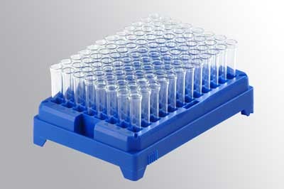 Micronic 1.20ml Glass 2D Data-Matrix coded tubes in Roborack-96 White (Barcoded A1-H1 side)