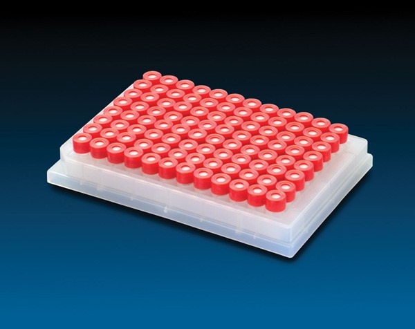 Microtitre Plate 96 Positions, Complete with 0.1ml Glass Micro-Inserts, pre-slit  cap