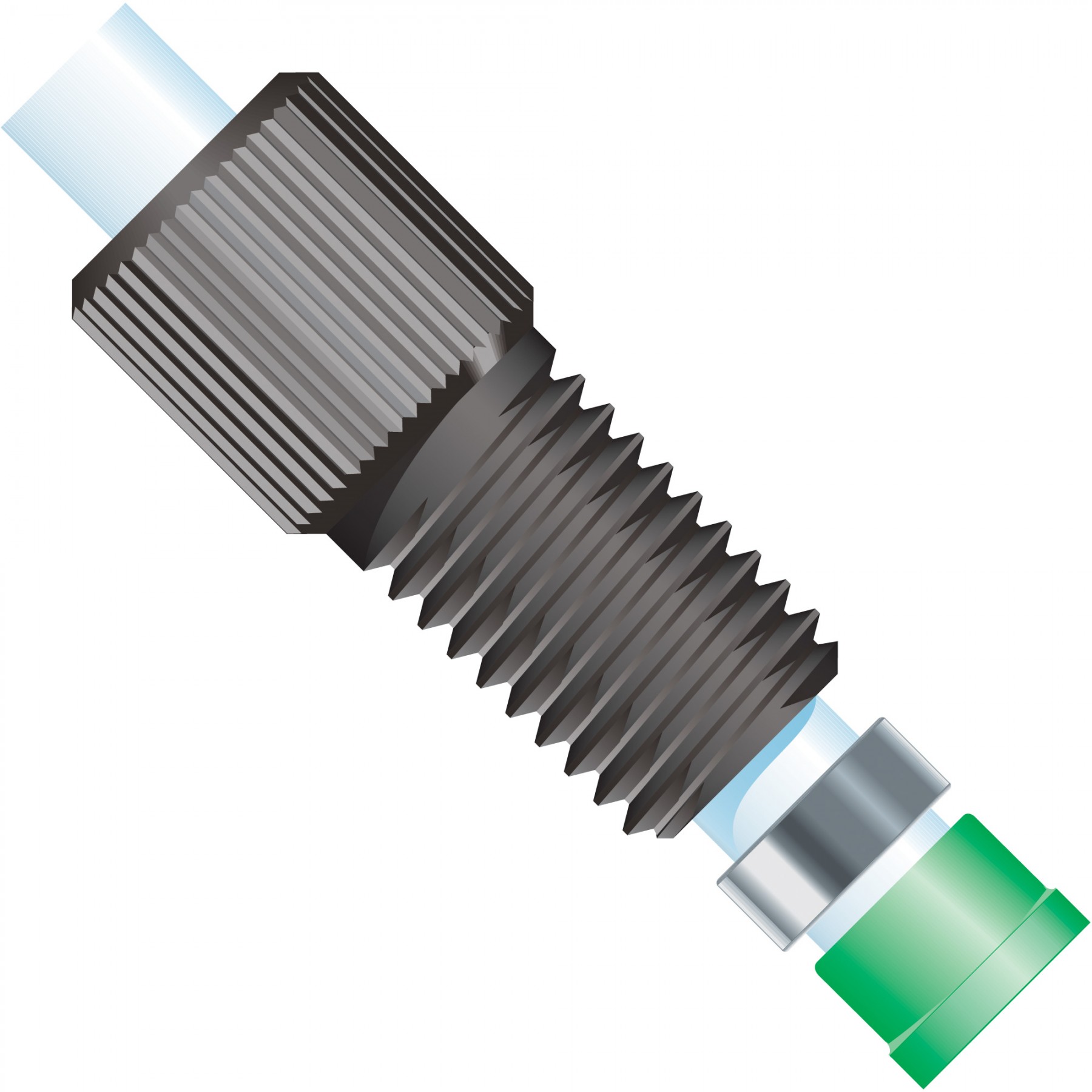 Super Flangeless Ferrule, for 3/16" OD Tubing, 5/16-24 Flat-Bottom, ETFE, Green