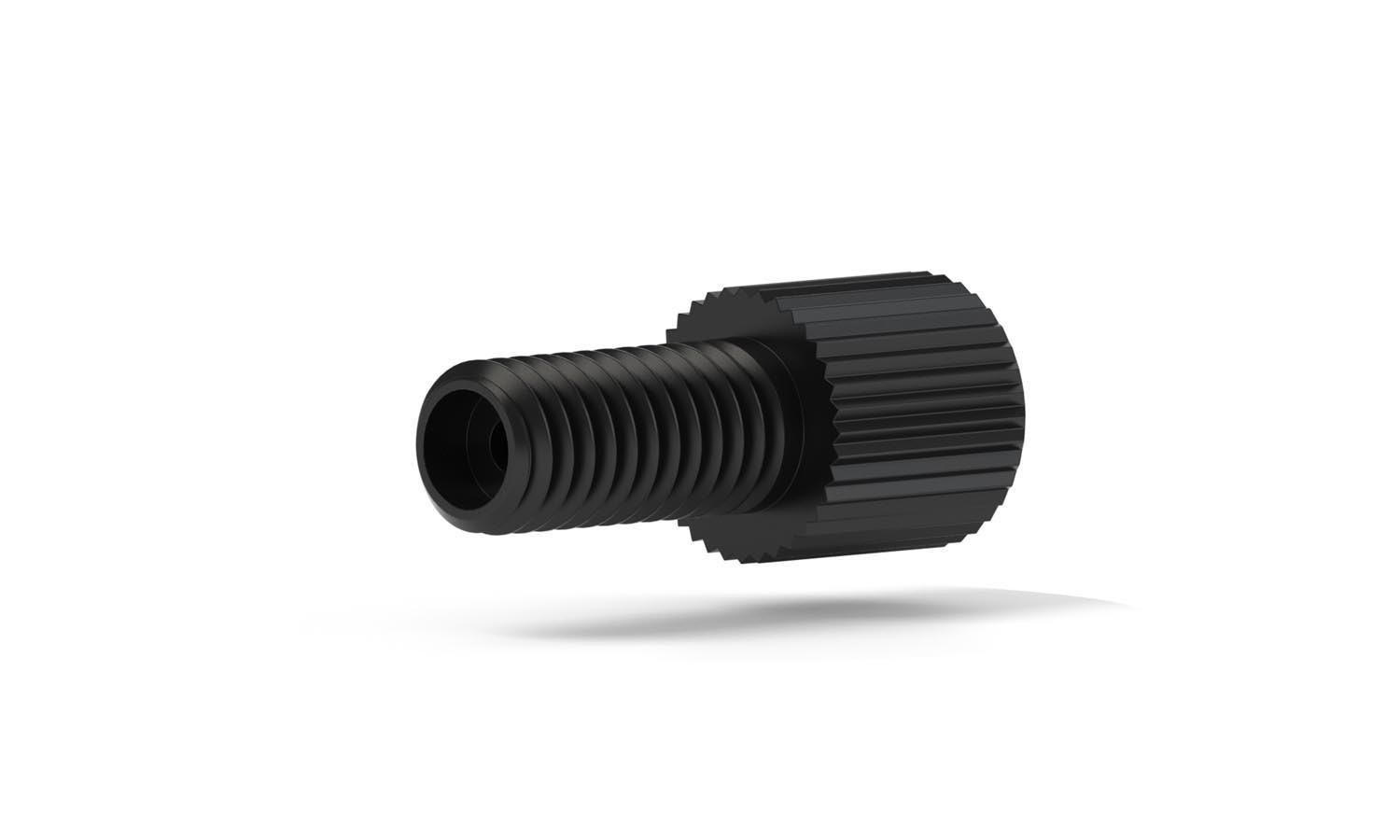 SuperFlangelessâ¢,  Fitting Nut, Short, 1/16" or 1/32" OD Tubing, M6 Flat Bottom,  PPS, Black