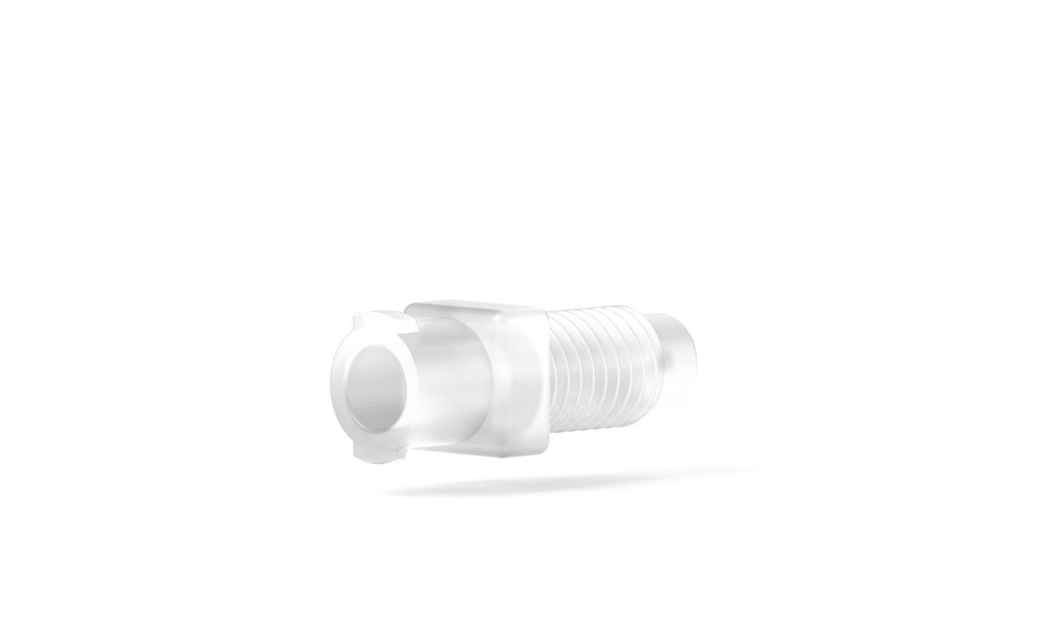 Adapters & Connectors: Adapter, Luer (Female) to 1/4"-28 Flat Bottom (Male), Delrin