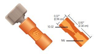 Adapters & Connectors: Threaded  Adapter, 10-32 Coned (Female) to M6 Flat Bottom (Female), PEEKâ¢