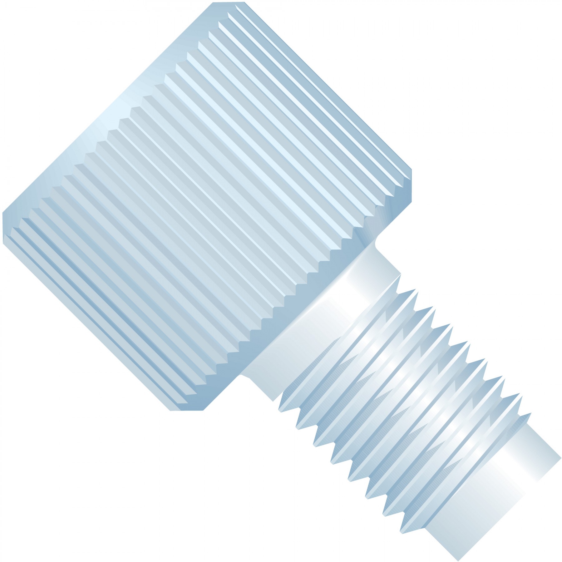 Adapters & Connectors: Threaded Adapter, M6 Flat Bottom (Female) to 1/4"-28 Flat Bottom (Male), PCTFE