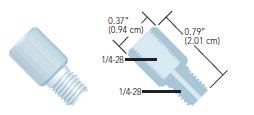 Adapters & Connectors: Threaded  Adapter, 1/4"-28 Flat Bottom (Female) to 1/4"-28 Flat Bottom (Male), PTFE