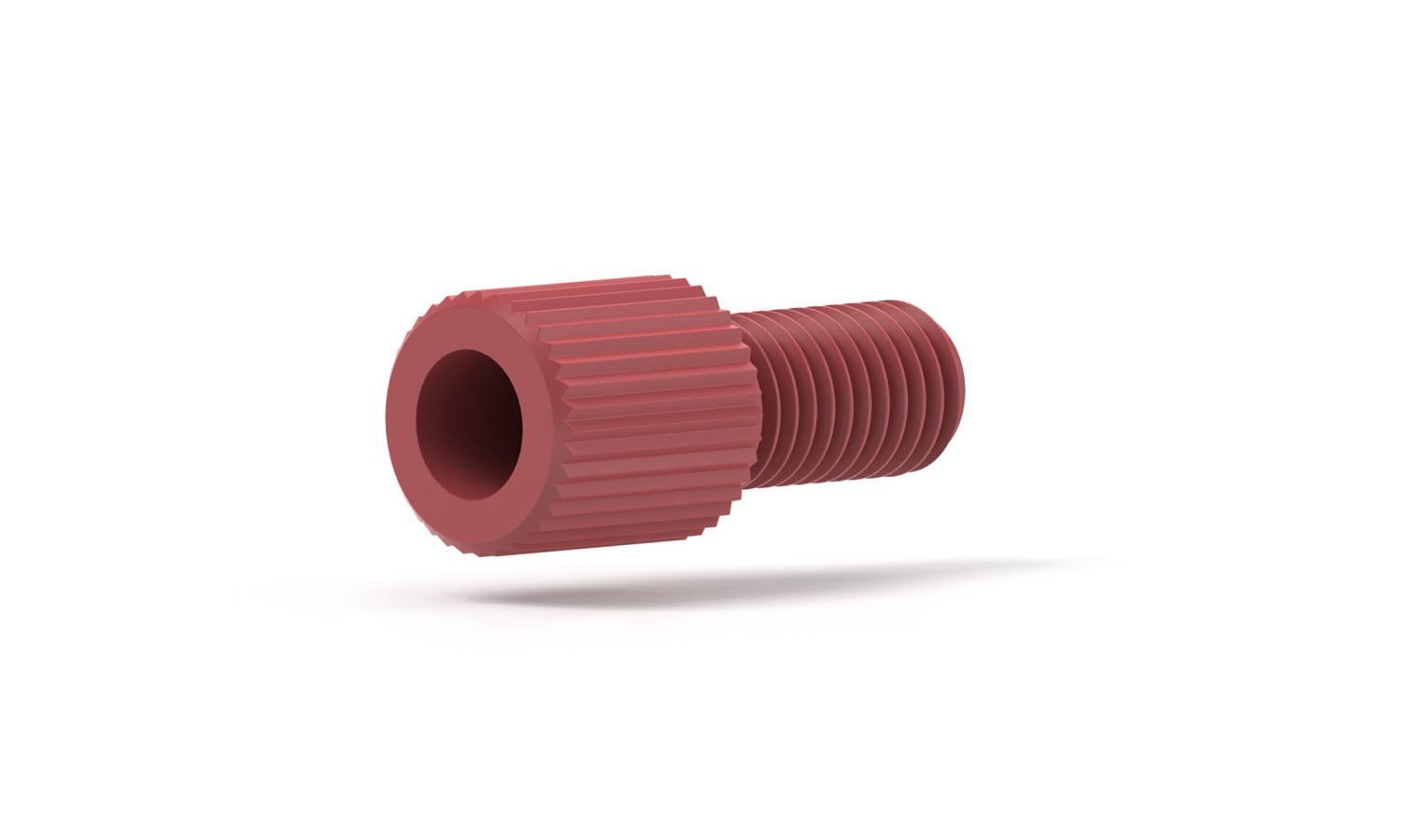 VacuTightâ¢  Flangeless Fitting, for 1/8" OD Tubing, 1/4"-28 Flat-Bottom, Delrin/ETFE, Red/Red