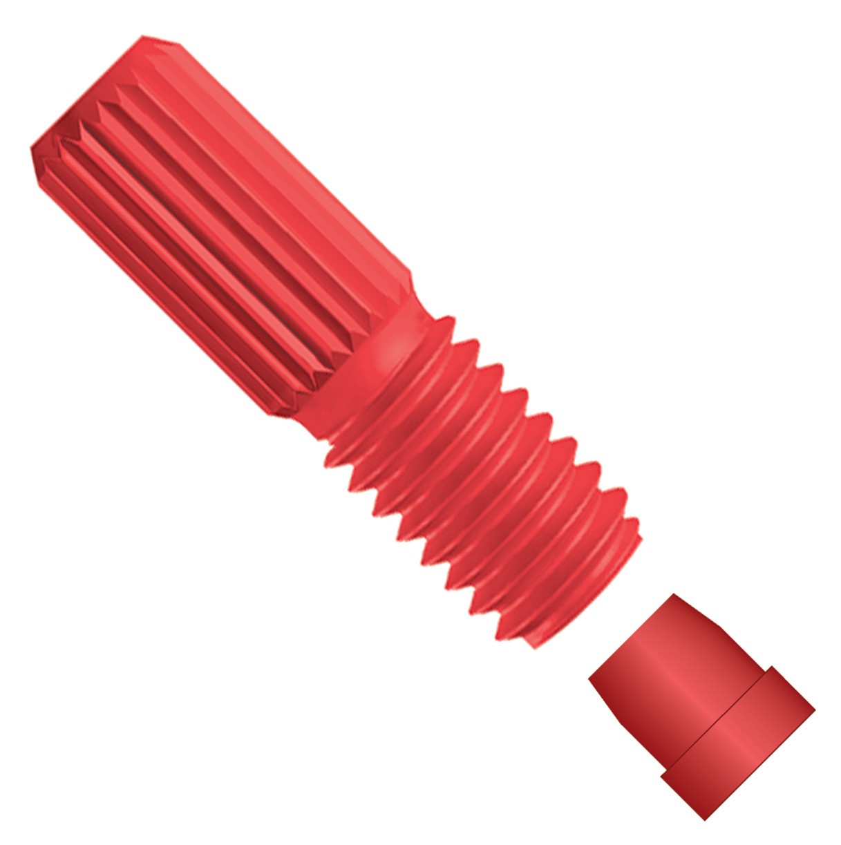 VacuTightâ¢  Flangeless Fitting, for 1/8" OD Tubing, 1/4"-28 Flat-Bottom, Delrin/ETFE, Red/Red