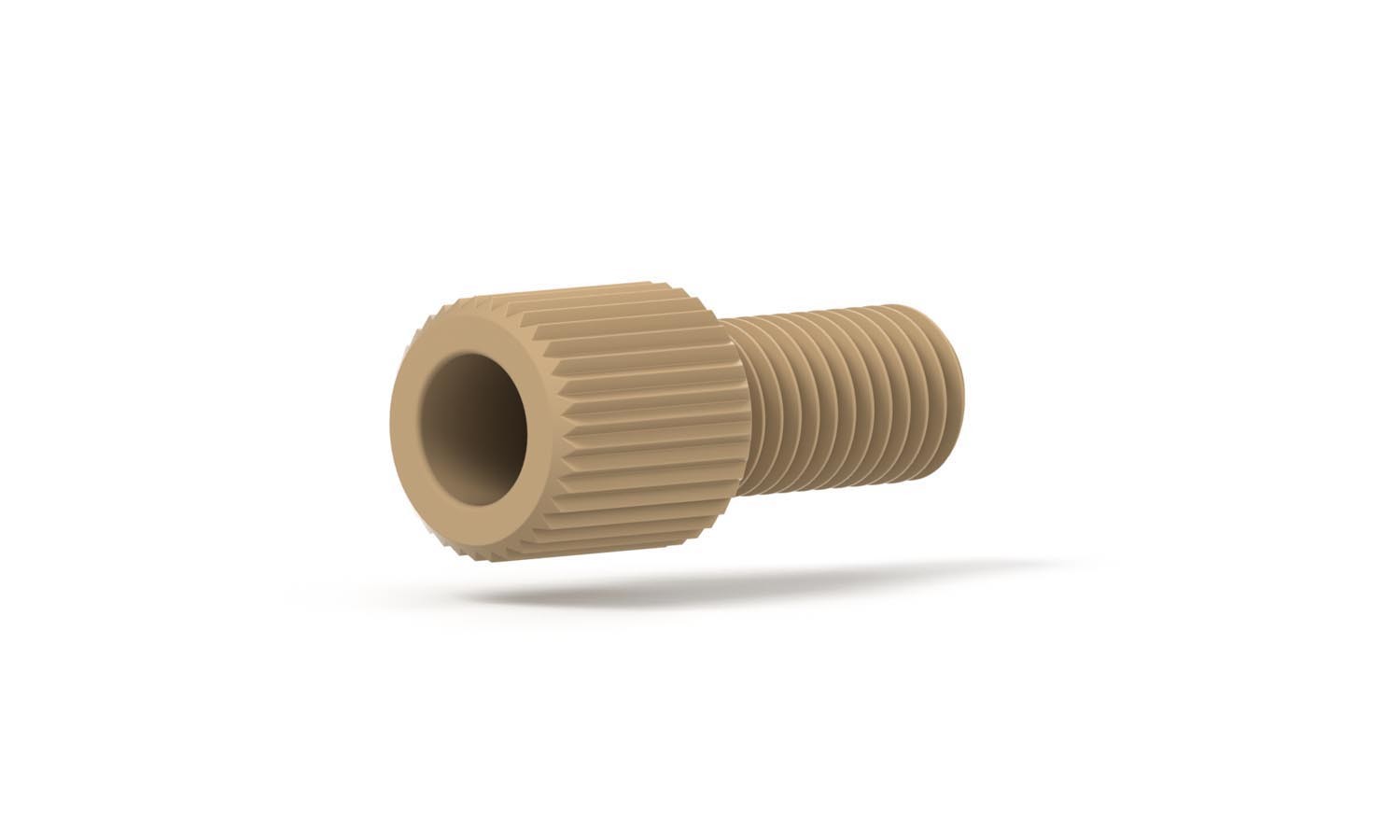 VacuTightâ¢  Flangeless Fitting, for 1/8" OD Tubing, 1/4"-28 Flat-Bottom, PEEKâ¢/ETFE, Natural/Red
