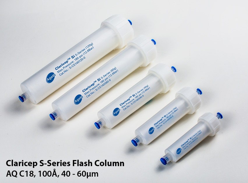 Agela: Claricep S-Series Flash Column, AQ C18, 100Ã, 40 - 60Âµm, 120g