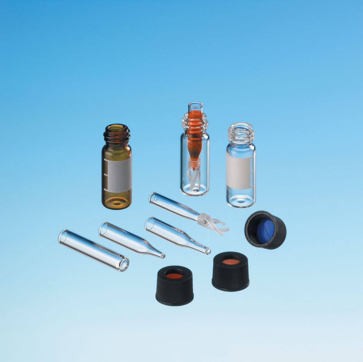 13mm Combination Seal: PP Screw Cap, black, centre hole; Natural Rubber red-orange/TEF transparent, 60° shore A, 1.3mm