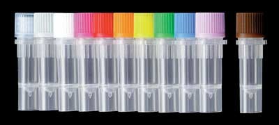 Corning Axygen 0.5ml Pre-Sterilized Screw Cap Tube (Self Standing), Grey Caps Attached With O-Rings