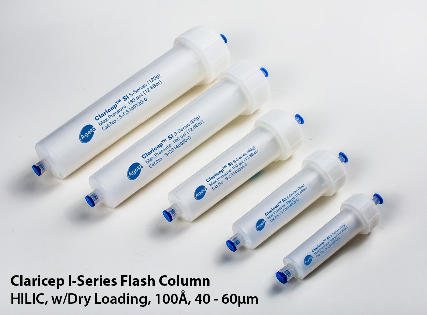 Agela: Claricep I-Series Flash Column, HILIC, w/Dry Loading, 100Å, 40 - 60µm, 80g