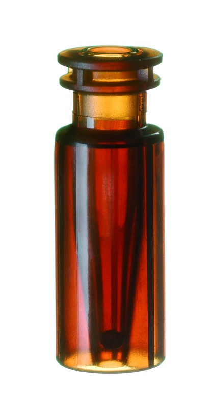 TopSert (trade mark): TPX Snap Ring Vial, 32 x 11.6mm, amber, with integrated silanized 0.2ml Glass Micro-Insert, 15mm top