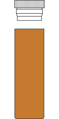 4ml Shell Vial, 44.6 x 14.6mm, amber glass; 15mm PE Plug, transparent