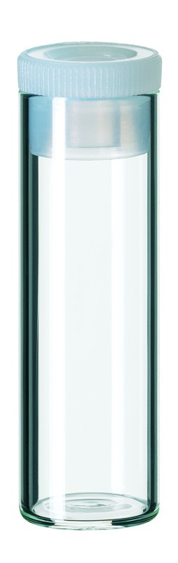 4ml Shell Vial, 44.6 x 14.6mm, clear glass; 15mm PE Plug, transparent