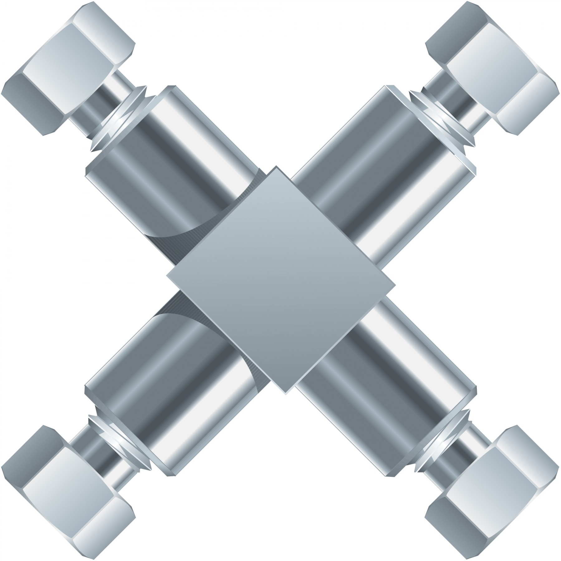 Adapters & Connectors: SST Cross, for 1/16" OD Tubing, 10-32 Coned