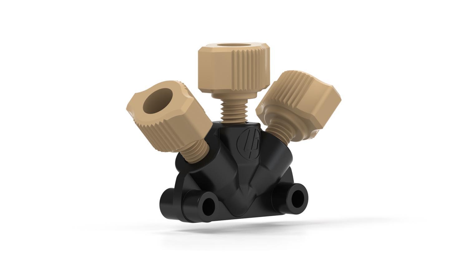 Adapters & Connectors: Static Mixing Tee, PEEKâ¢, 10µm SST Frit, 3-Port, for 1/16" OD Tubing, 10-32 Coned