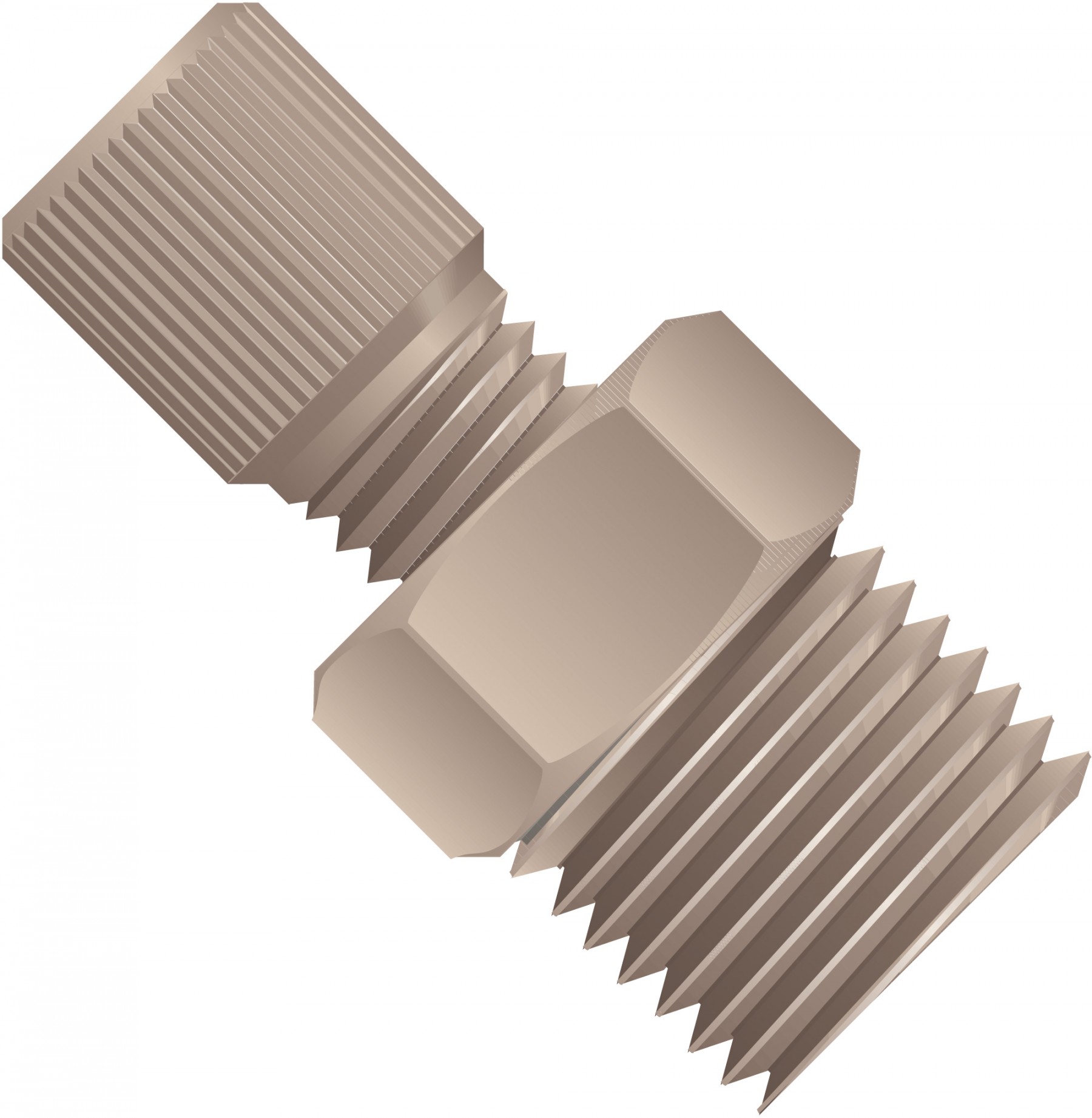 Adapters & Connectors: Threaded Adapter, 1/4" NPT (Male) to 5/16"-24 Flat Bottom (Female), PEEK