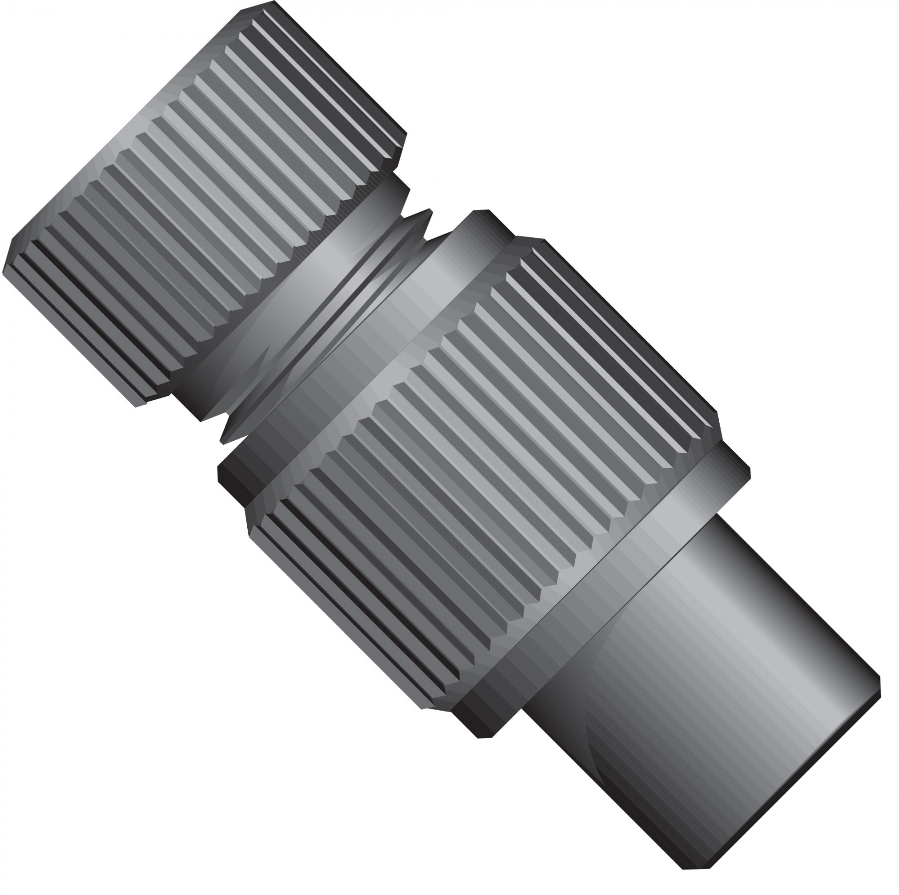 Adapters & Connectors: Threaded  Adapter, 5/16"-24 Flat Bottom (Female) to 1/2"-20 Flat Bottom (Female), PEEKâ¢