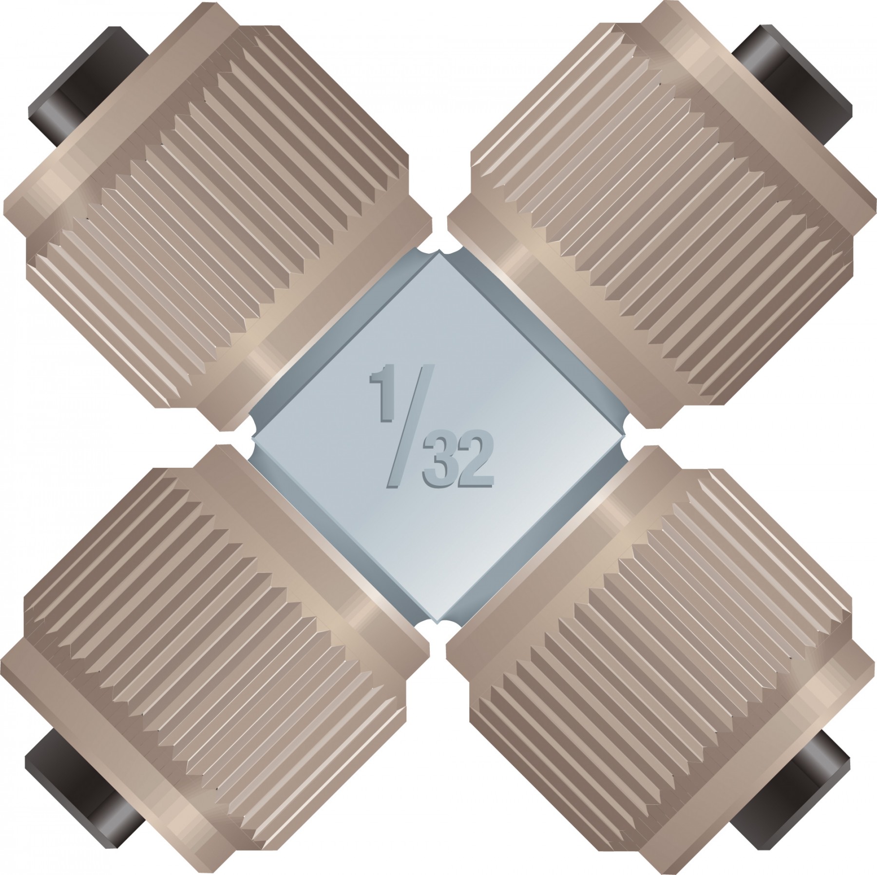 Adapters & Connectors: VHP MicroCross, for 1/32" OD Tubing, 5-16"-24 Coned, SST