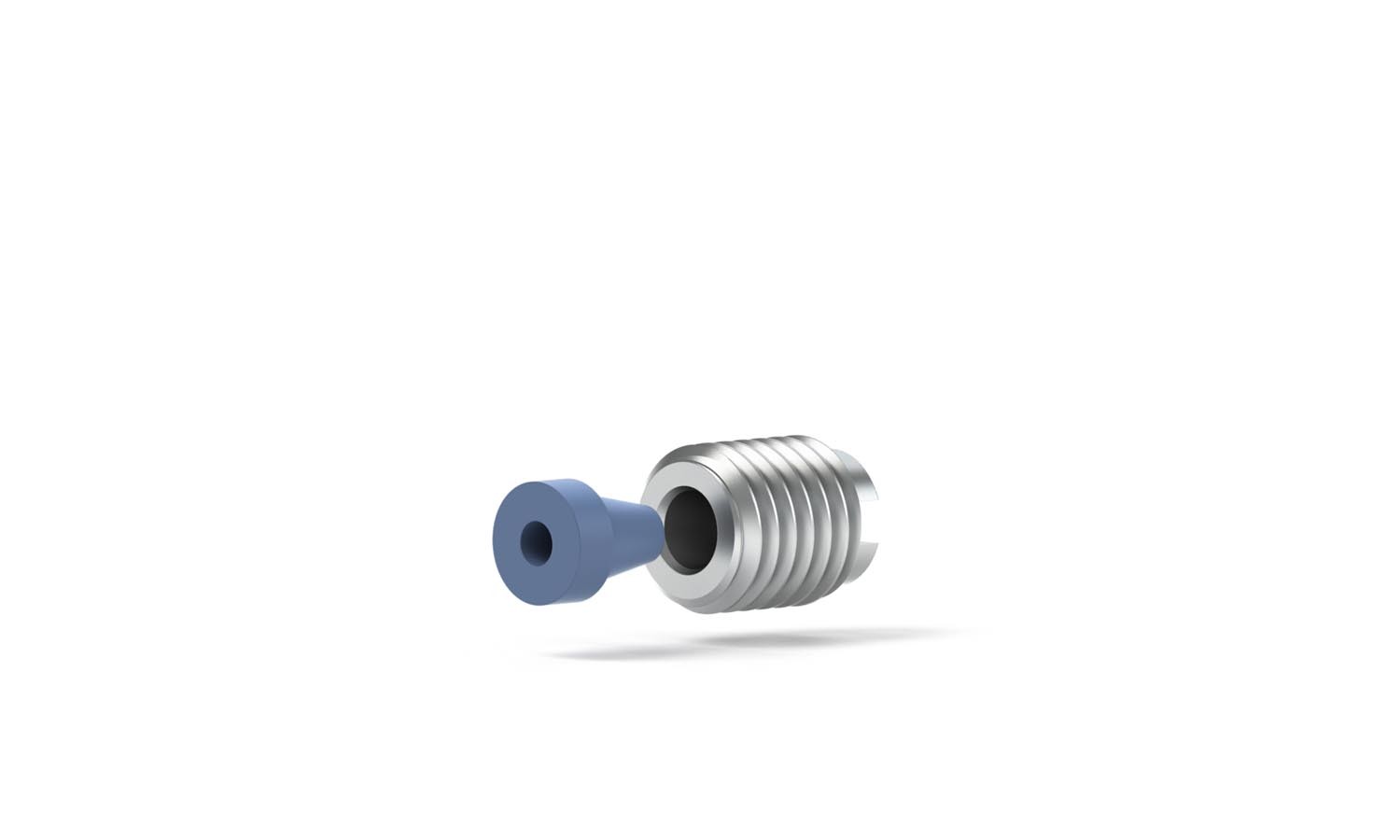 Flangeless Fitting, for 1/16" OD Tubing, 1/4"-28 Flat Bottom, SST/ETFE, Natural/Blue