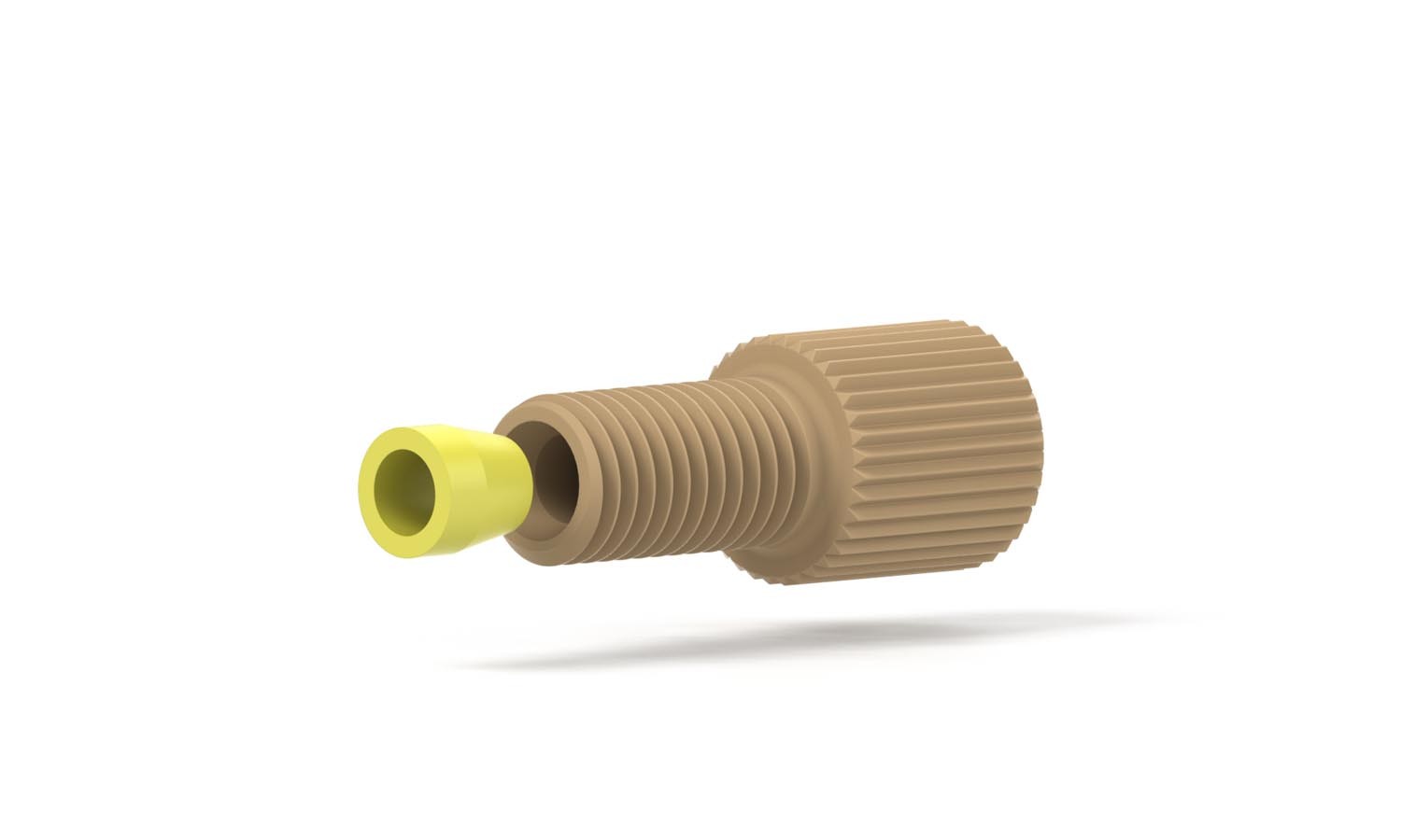 Flangeless Fitting, for 1/8" OD Tubing, 1/4"-28 Flat Bottom, PEEK/ETFE, Natural/Yellow