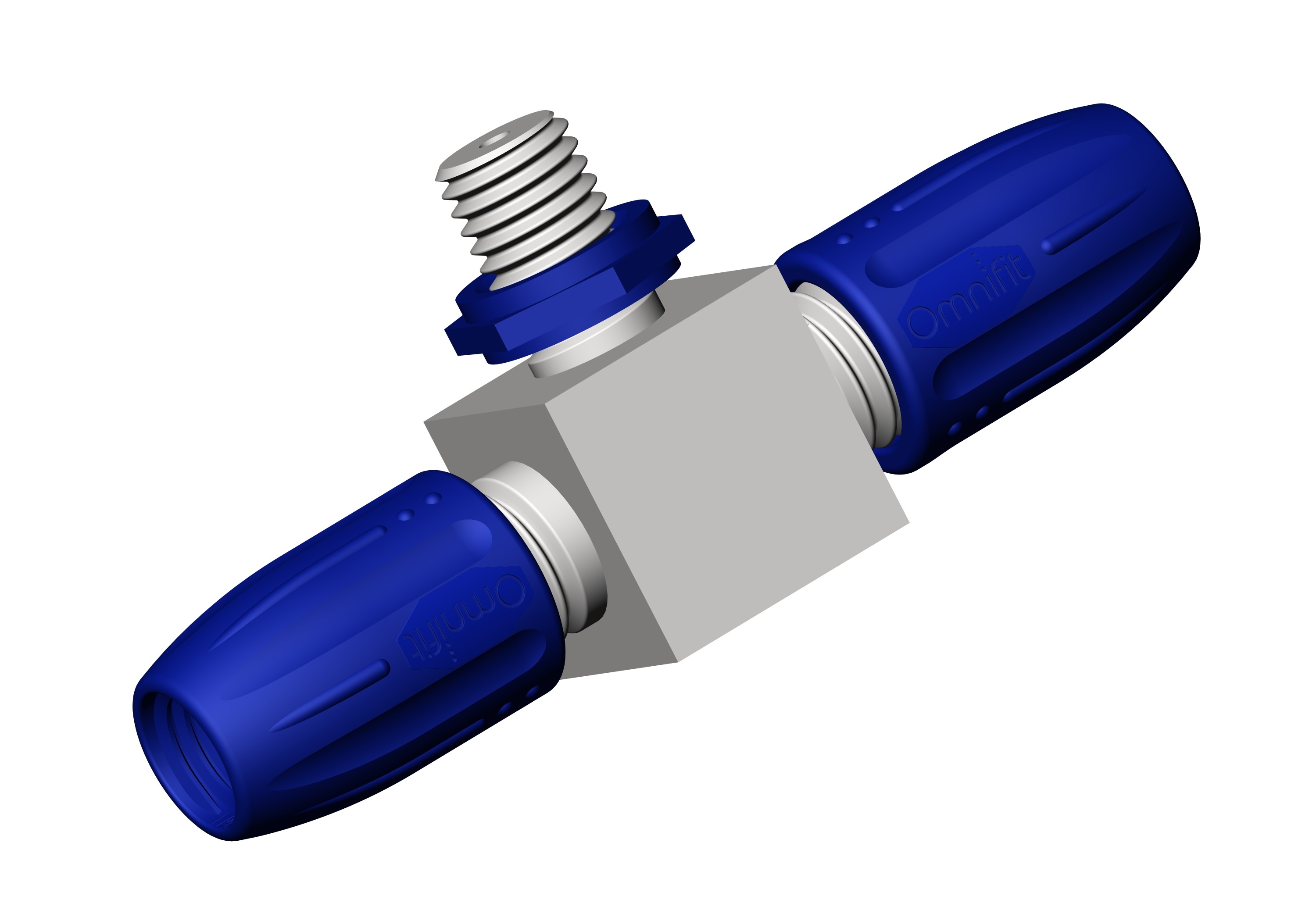 Adapters & Connectors: Adaptor, 3-way, 1/4"-28 (female to male)