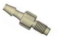 Adapters & Connectors: Adatpter, Thread to Barbed, 1/4"-28 (Male, Flat Bottom) to 3.2mm ID