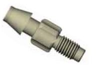 Adapters & Connectors: Adatpter, Thread to Barbed, 1/4"-28 (Male, Flat Bottom) to 6.0mm ID