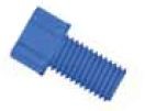 Inverted Cone Fitting Nut, 2.0-1/8" OD Tubing, 1/4"-28 Flat Bottom, PP, Blue