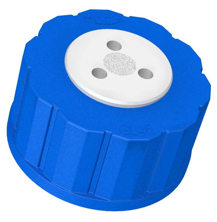 Diba Labware: T-SERIES CAP, GL45, 3 PORTS, CHECK VALVE/FILTER