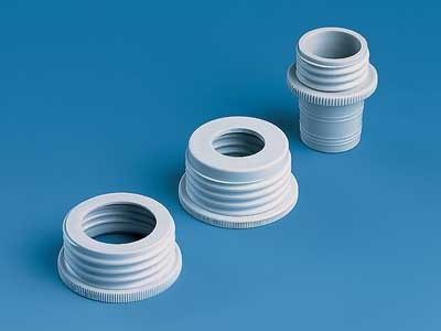 Brand: Dispensers / Burettes: Thread adapter f. Disp. and Dig.Bur. PP out.thread 32 mm f.bottle thread A 22 mm