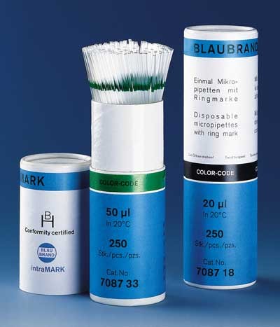 Brand: Pipettes: Micropipette BLAUBRAND IntraMark cert. IVD (with ring mark), mark at 20 and 40 µl