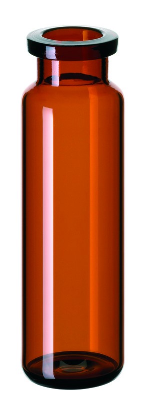 20ml Headspace-Vial, 75.5 x 22.5mm, amber glass, 1st hydrolytic class, DIN Crimp Neck, long neck, rounded bottom