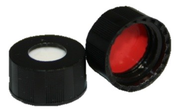 Short Thread Cap 9mm, Silicone / Red PTFE Septa