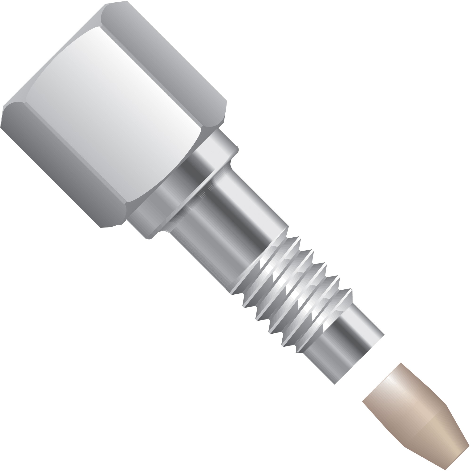 Fitting, for 1/16" OD Tubing, 10-32 Coned, SST/PEEK, Natural/Natural