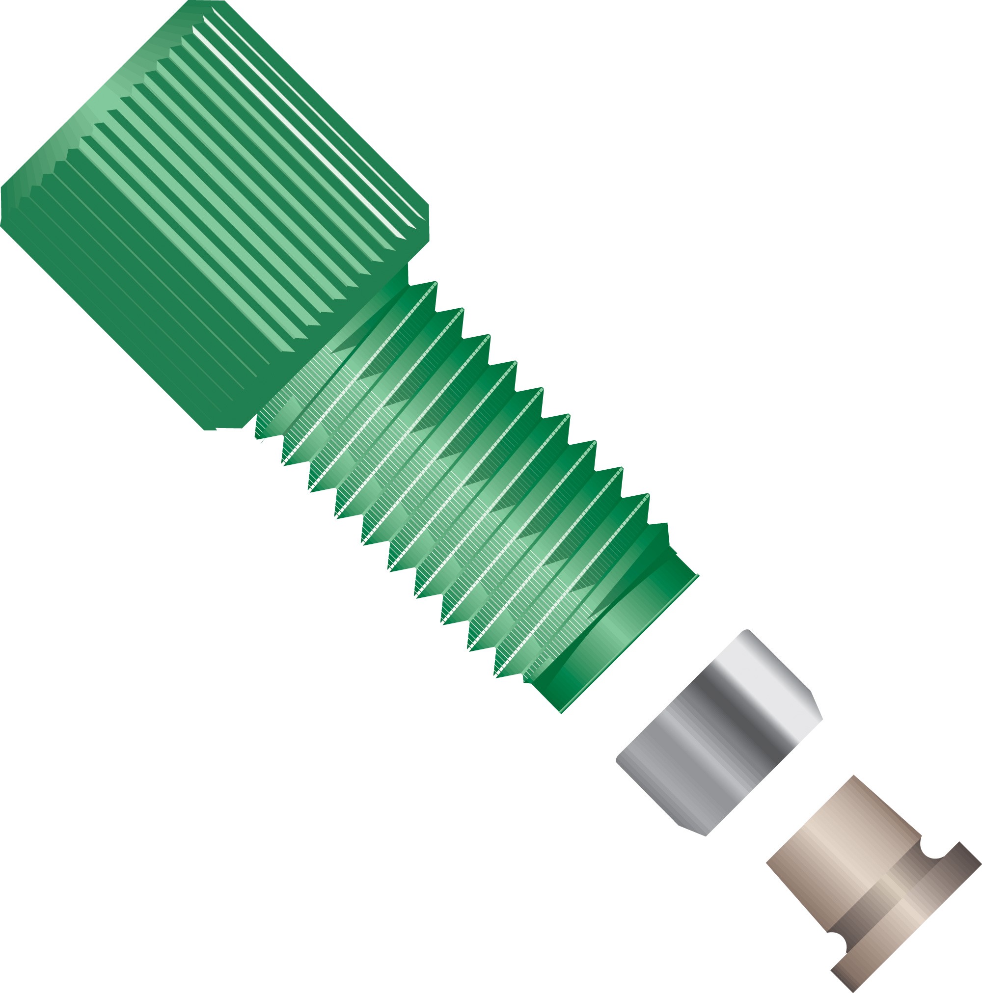 SuperFlangelessâ¢,  Fitting Nut,  1/16" OD Tubing, 10-32 Flat Bottom,  PEEKâ¢, Green